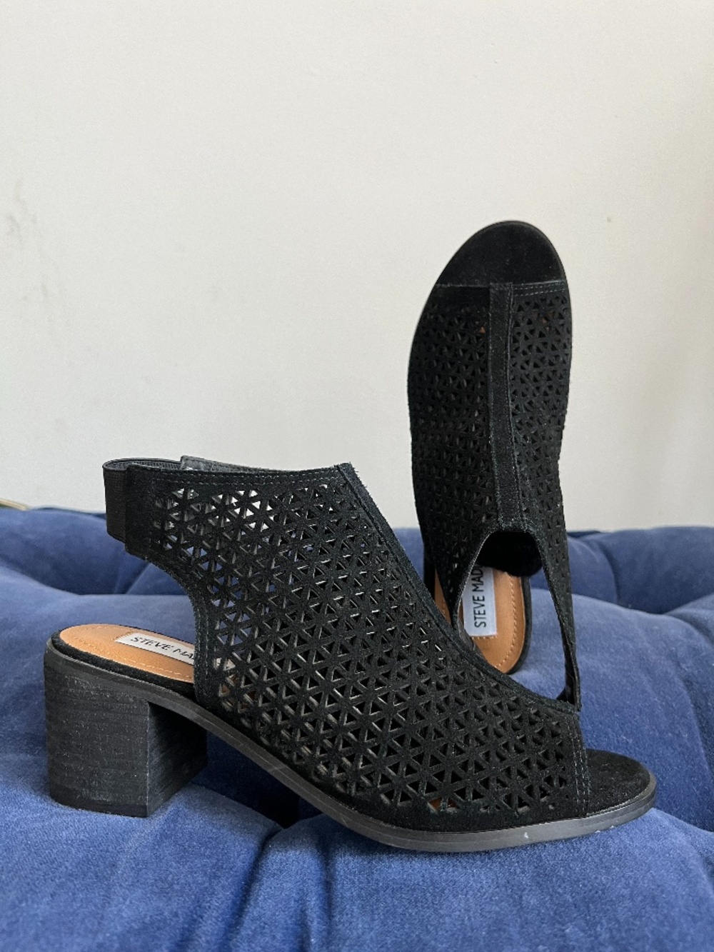 Steve Madden - Black Deborah Peep Toe Shoes Sandals - Women 6.5